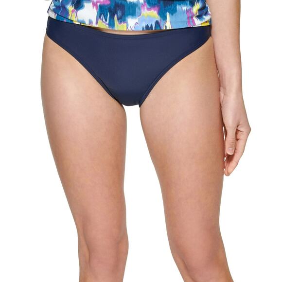DKNY Classic Hipster Swim Bikini Bottom Swimsuit Bathing Suit Beach Navy Size L - Picture 1 of 9